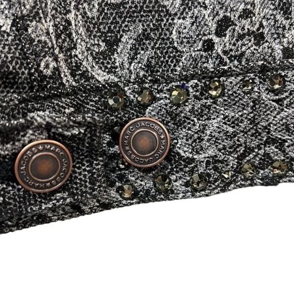 Marc Jacobs Crystal Rhinestone bead Embellished Denim Jacket size S black white - Picture 10 of 11